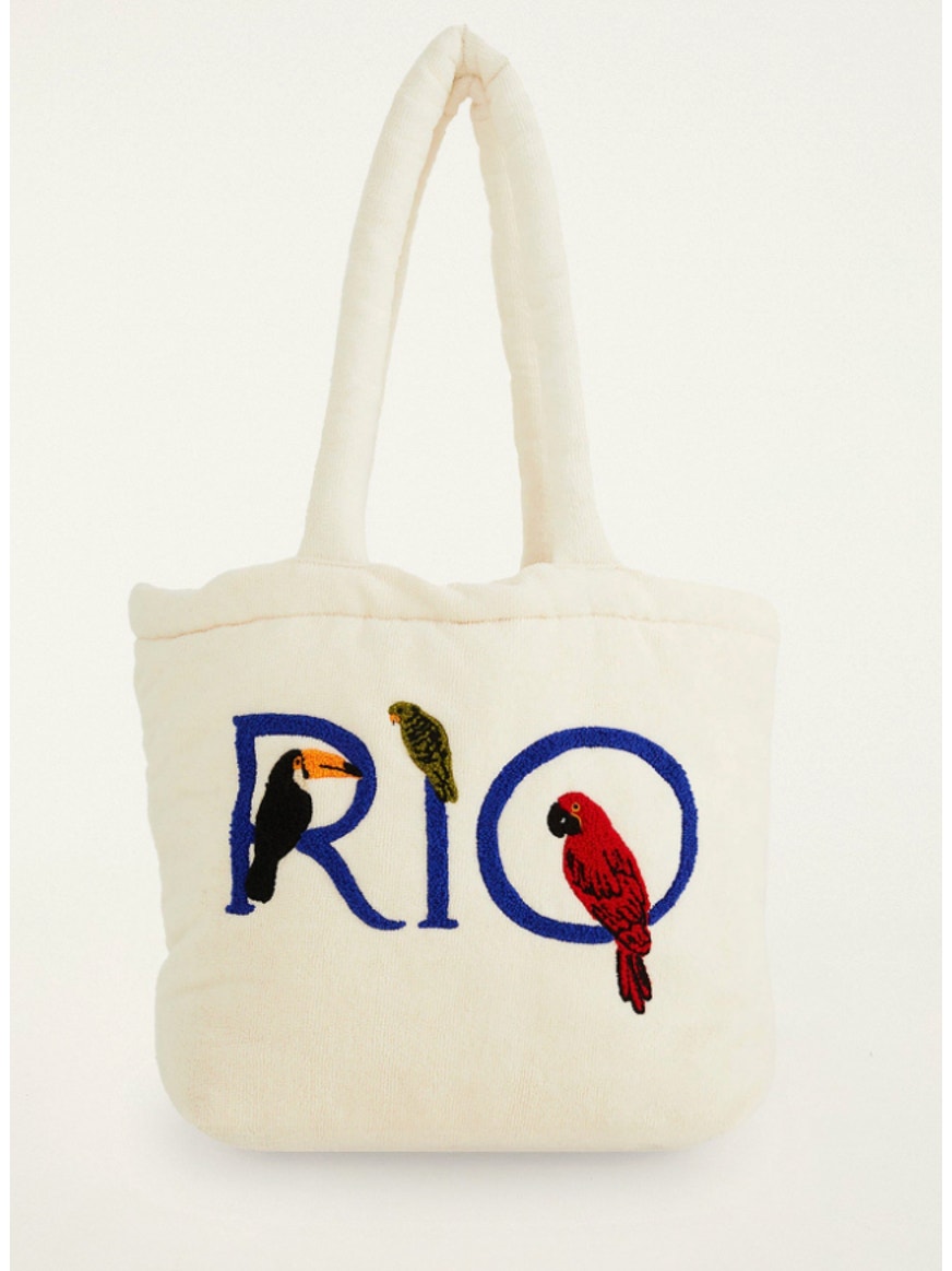 Farm Rio New Off-White Embroidered Rio Tote Bag